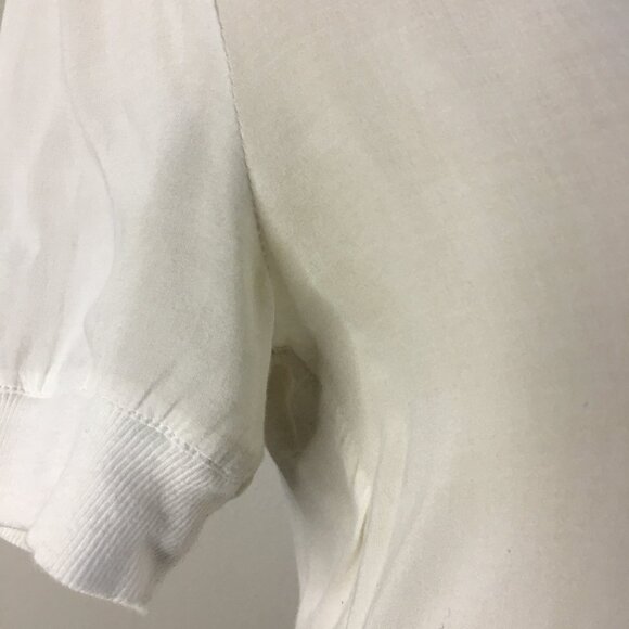 JAMES PERSE White Sheer/Thin Short Sleeve Ribbed Trim Tee Shirt Top - Picture 11 of 11